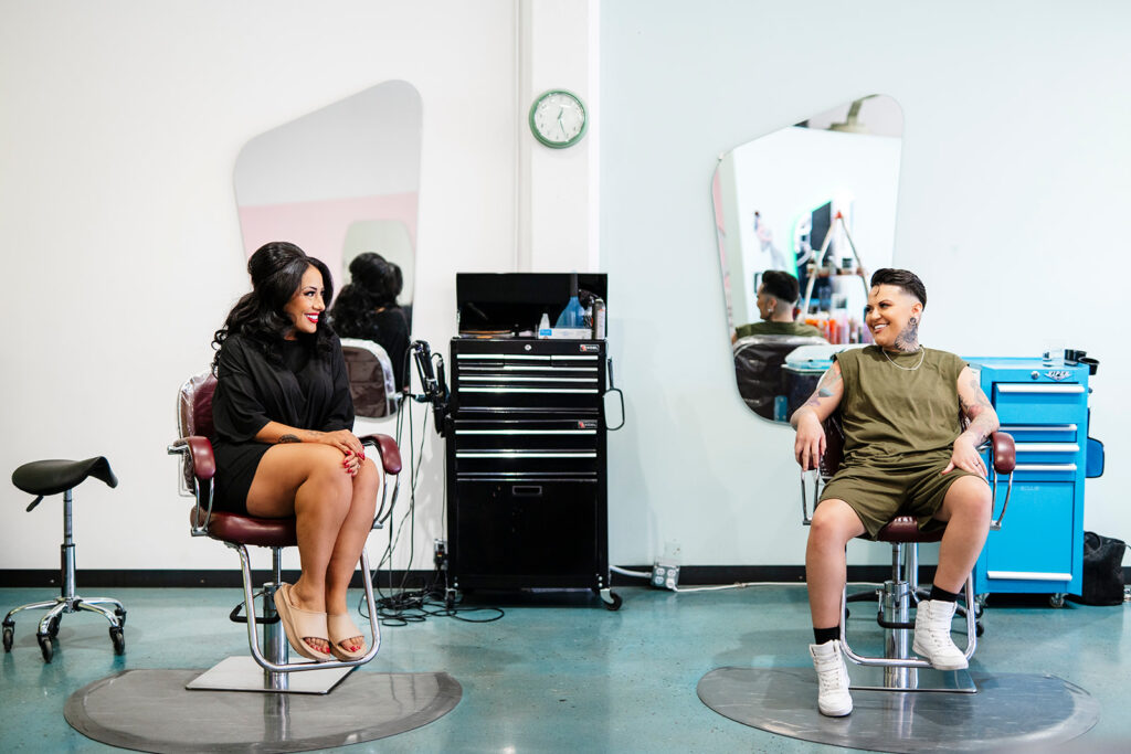 Brides getting ready at Atomic Style Lounge