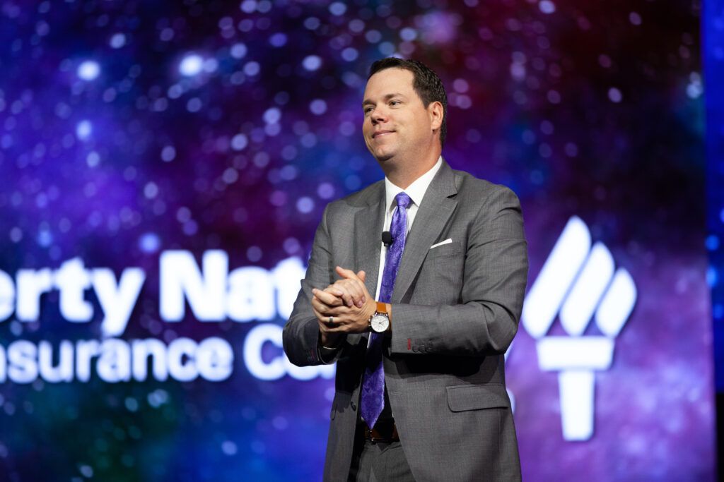 Executive delivering a keynote presentation during a general session at the Venetian Conference Center (Sands Expo) at Money 20/20.