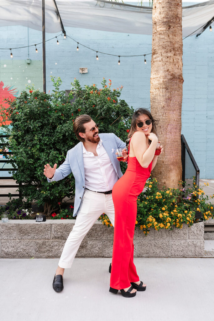 High energy wedding guests celebrating during cocktail hour at a large scale wedding photographed by True Colors Team in Las Vegas