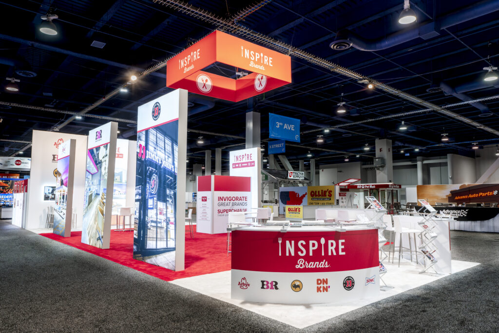 Exhibit photography capturing a clean, empty booth on a trade show floor.